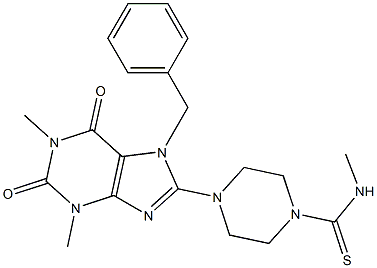4-(7-Benzyl-1,3-dimethyl-2,6-dioxo-2,3,6,7-tetrahydro-1H-purin-8-yl)-N-methylpiperazine-1-carbothioamide 结构式