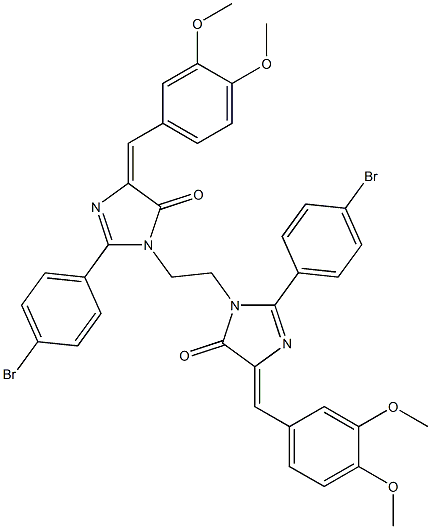 (E)-2-(4-BROMOPHENYL)-1-(2-((Z)-2-(4-BROMOPHENYL)-4-(3,4-DIMETHOXYBENZYLIDENE)-5-OXO-4,5-DIHYDROIMIDAZOL-1-YL)ETHYL)-4-(3,4-DIMETHOXYBENZYLIDENE)-1H-IMIDAZOL-5(4H)-ONE 结构式