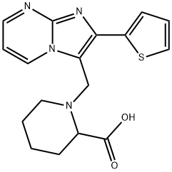 1-(2-THIOPHEN-2-YL-IMIDAZO[1,2-A]PYRIMIDIN-3-YLMETHYL)-PIPERIDINE-2-CARBOXYLIC ACID 结构式
