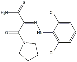 (2E)-2-[(2,6-DICHLOROPHENYL)HYDRAZONO]-3-OXO-3-PYRROLIDIN-1-YLPROPANETHIOAMIDE 结构式