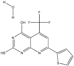 2-MERCAPTO-7-THIEN-2-YL-5-(TRIFLUOROMETHYL)PYRIDO[2,3-D]PYRIMIDIN-4-OL HYDRATE 结构式