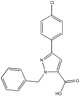 1-BENZYL-3-(4-CHLOROPHENYL)-1H-PYRAZOLE-5-CARBOXYLIC ACID 结构式