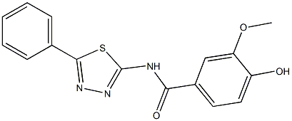4-Hydroxy-3-methoxy-N-(5-phenyl-1,3,4-thiadiazol-2-yl)benzamide 结构式