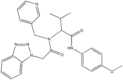 2-[[2-(1H-1,2,3-Benzotriazol-1-yl)acetyl](3-pyridinylmethyl)amino]-N-(4-methoxyphenyl)-3-methylbutanamide 结构式