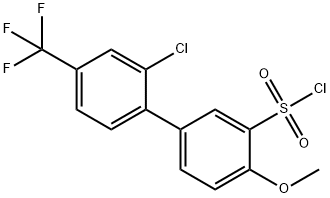 2'-CHLORO-4-METHOXY-4'-(TRIFLUOROMETHYL)[1,1'-BIPHENYL]-3-SULFONOYL CHLORIDE 结构式