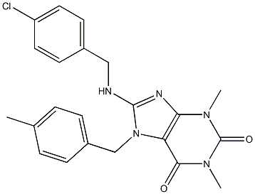 8-[(4-CHLOROBENZYL)AMINO]-1,3-DIMETHYL-7-(4-METHYLBENZYL)-3,7-DIHYDRO-1H-PURINE-2,6-DIONE 结构式