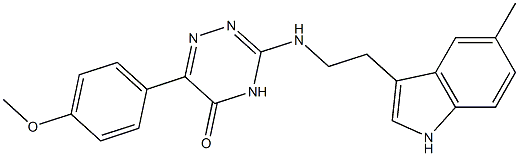 6-(4-Methoxyphenyl)-3-{[2-(5-methyl-1H-indol-3-yl)ethyl]amino}-1,2,4-triazin-5(4H)-one 结构式