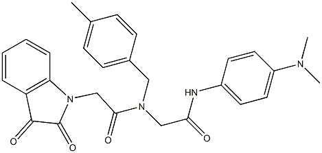 N-{2-[4-(DIMETHYLAMINO)ANILINO]-2-OXOETHYL}-2-(2,3-DIOXO-2,3-DIHYDRO-1H-INDOL-1-YL)-N-(4-METHYLBENZYL)ACETAMIDE 结构式