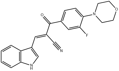 (E)-2-(3-FLUORO-4-MORPHOLINOBENZOYL)-3-(1H-INDOL-3-YL)-2-PROPENENITRILE 结构式