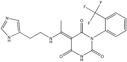 (5E)-5-(1-{[2-(1H-Imidazol-5-yl)ethyl]amino}ethylidene)-1-[2-(trifluoromethyl)phenyl]pyrimidine-2,4,6(1H,3H,5H)-trione 结构式