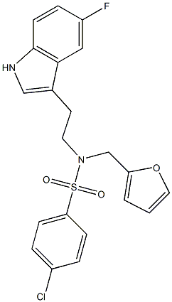4-CHLORO-N-[2-(5-FLUORO-1H-INDOL-3-YL)ETHYL]-N-(2-FURYLMETHYL)BENZENESULFONAMIDE 结构式