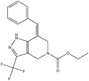 7-(E)-BENZYLIDENE-5-ETHOXYCARBONYL-4,5,6,7-TETRAHYDRO-3-(TRIFLUOROMETHYL)PYRAZOLO-[4,3-C]-PYRIDINE 结构式