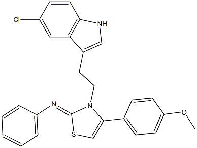 N-[3-[2-(5-CHLORO-1H-INDOL-3-YL)ETHYL]-4-(4-METHOXYPHENYL)-1,3-THIAZOL-2(3H)-YLIDENE]ANILINE 结构式