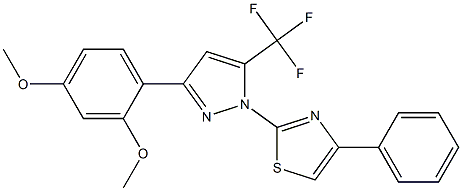 2-[3-(2,4-DIMETHOXYPHENYL)-5-(TRIFLUOROMETHYL)-1H-PYRAZOL-1-YL]-4-PHENYL-1,3-THIAZOLE 结构式
