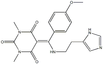 5-[{[2-(1H-IMIDAZOL-5-YL)ETHYL]AMINO}(4-METHOXYPHENYL)METHYLENE]-1,3-DIMETHYLPYRIMIDINE-2,4,6(1H,3H,5H)-TRIONE 结构式