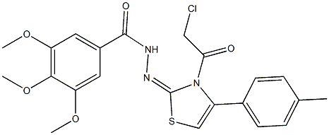 (E)-N'-(3-(2-CHLOROACETYL)-4-P-TOLYLTHIAZOL-2(3H)-YLIDENE)-3,4,5-TRIMETHOXYBENZOHYDRAZIDE 结构式