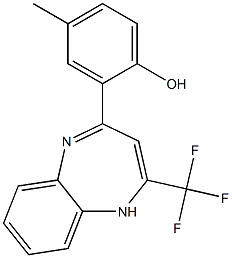 4-METHYL-2-[2-TRIFLUOROMETHYL-1H-1,5-BENZODIAZEPINE-4-YL]PHENOL 结构式