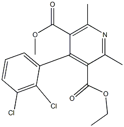 4-(2,3-DICHLOROPHENYL)-2,6-DIMETHYL-3-ETHOXYCARBONYL-5-METHOXYCARBONYLPYRIDINE 结构式
