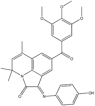 (E)-1-(4-HYDROXYPHENYLIMINO)-4,4,6-TRIMETHYL-8-(3,4,5-TRIMETHOXYBENZOYL)-1H-PYRROLO[3,2,1-IJ]QUINOLIN-2(4H)-ONE 结构式