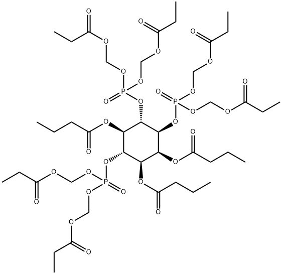 2,3,5-TRI-O-BUTYRYL-MYO-INOSITOL 1,4,6-TRISPHOSPHATE-HEXAKIS(PROPIONOXYMETHYL) ESTER 结构式