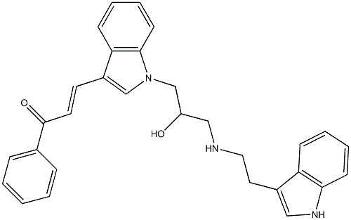 (E)-3-(1-(3-(2-(1H-INDOL-3-YL)ETHYLAMINO)-2-HYDROXYPROPYL)-1H-INDOL-3-YL)-1-PHENYLPROP-2-EN-1-ONE 结构式