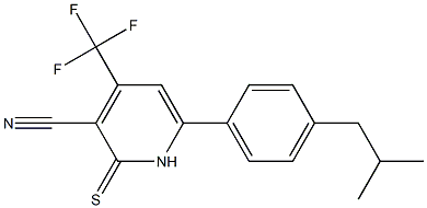 4-(Trifluoromethyl)-1,2-dihydro-6-(4-isobutylphenyl)-2-thioxopyridine-3-carbonitrile 结构式