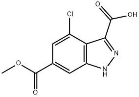 4-CHLORO-6-METHOXYCARBONYL-3-(1H)INDAZOLE CARBOXYLIC ACID 结构式