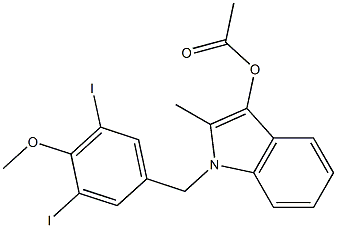 3-ACETOXY-1-(3,5-DIIODO-4-METHOXYBENZYL)-2-METHYLINDOLE 结构式