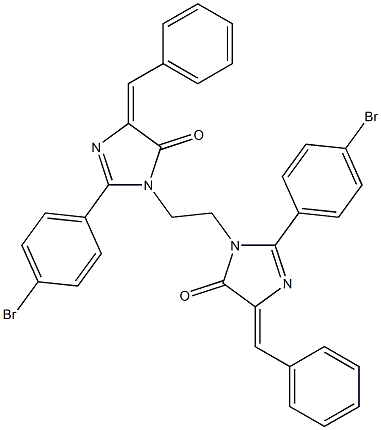 (E)-4-BENZYLIDENE-1-(2-((Z)-4-BENZYLIDENE-2-(4-BROMOPHENYL)-5-OXO-4,5-DIHYDROIMIDAZOL-1-YL)ETHYL)-2-(4-BROMOPHENYL)-1H-IMIDAZOL-5(4H)-ONE 结构式