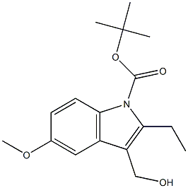 2-ETHYL-3-HYDROXYMETHYL-5-METHOXY-INDOLE-1-CARBOXYLIC ACID TERT-BUTYL ESTER 结构式