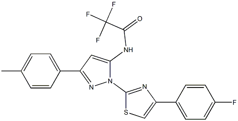 2,2,2-TRIFLUORO-N-[1-[4-(4-FLUOROPHENYL)-1,3-THIAZOL-2-YL]-3-(4-METHYLPHENYL)-1H-PYRAZOL-5-YL]ACETAMIDE 结构式