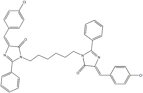 (Z)-4-(4-CHLOROBENZYLIDENE)-1-(6-((E)-4-(4-CHLOROBENZYLIDENE)-5-OXO-2-PHENYL-4,5-DIHYDROIMIDAZOL-1-YL)HEXYL)-2-PHENYL-1H-IMIDAZOL-5(4H)-ONE 结构式