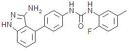 ABT-869,1-(4-(3-amino-1H-indazol-4-yl)phenyl)-3-(2-fluoro-5-methylphenyl)urea
