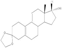 3-双(亚乙二氧基)-17α-羟基-17β-腈基-19-去甲孕甾-5(10),9(11)-二烯-3,20–二