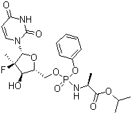 N-[[P(S),2'R]-2'-脱氧-2'-氟-2'-甲基-P-苯基-5'-尿苷酰基]-L-丙氨酸异丙酯,PSI 7977