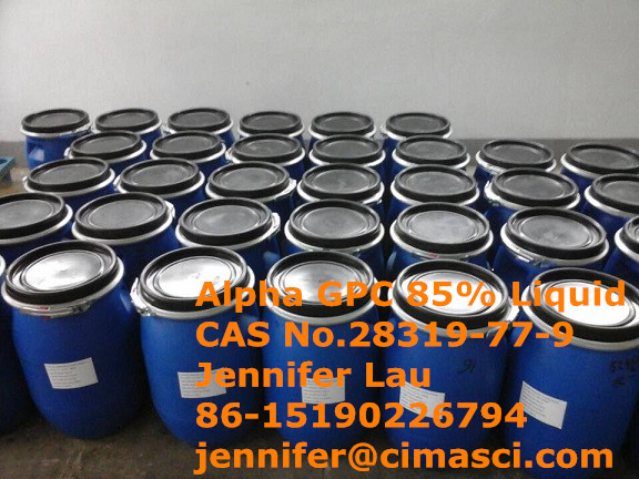 Alpha GPC 85% liquid (Choline Alfoscerate, CAS No.28319-77-9),Alpha GPC, Choline Alfoscerate, Choline alphoscerate, Choline glycerophosphate, Glycerophosphorylcholine, Alfa-GPC, Alpha Glycerol Phosphoryl Choline, Alpha-Glyceryl Phosphoryl Choline, Alpha-Glyceryl Phosphatidylcholine, Alpha-Glycerylphosphorylcholine, GPC, GroPCho, L-A-Glyceryl Phosphorylcholine, L-alpha-glycerylphosphorylcholine