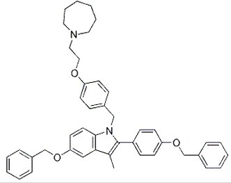 醋酸巴多昔芬中间体-1;5-苄氧基-2-(4-苄氧基-苯基)-3-甲基-1-[4-(2-氮杂环庚烷-1-基-乙氧基)-苄基]-1H-吲哚,5-Benzyloxy-2-(4-benzyloxy-phenyl)-3-methyl-1-[4-(2-azepan-1-yl-ethoxy)-benzyl]-1h-indole