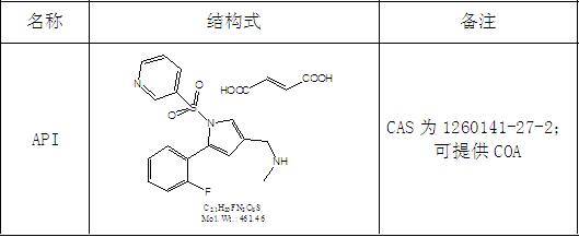 富马酸沃诺拉赞,Vonoprazan fumarate