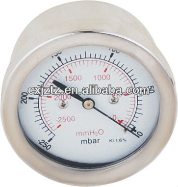 63mm Back St.St. Capsule Mbar Gas Pressure Gauge,63mm Back St.St. Capsule Mbar Gas Pressure Gauge