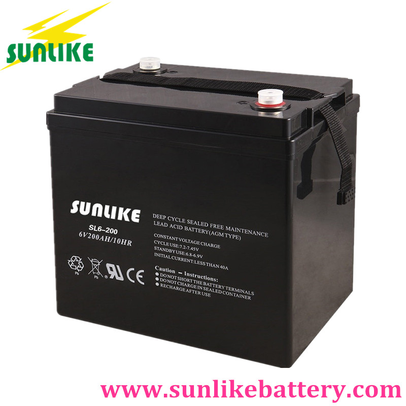 6V200ah Rechargeable Deep Cycle Solar Battery for Power Station,Lead Acid Battery SL6-200