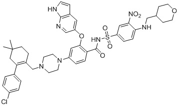 ABT-199；Venetoclax,4-[4-[[2-(4-Chlorophenyl)-4,4-dimethyl-1-cyclohexen-1-yl]methyl]-1-piperazinyl]-N-[[3-nitro-4-[[(tetrahydro-2H-pyran-4-yl)methyl]amino]phenyl]sulfonyl]-2-(1H-pyrrolo[2,3-b]pyridin-5-yloxy)-benzamide