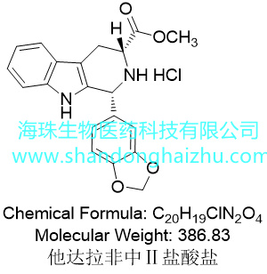他达那非中Ⅱ盐酸盐,(1S,3S)-1-(1,3-Benzodioxol-5-yl)-2,3,4,9-tetrahydro-1H-pyrido[3,4-b]indole-3-carboxylic Acid Methyl Este