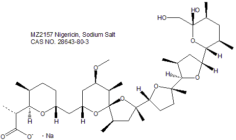 尼日利亚菌素（Nigericin）/抗生素K178/阿扎霉素M,Nigericin, Sodium ;Antibiotic K178, Antibiotic X464, Azalomycin M, Helexin C, Polyetherin A, BRN 1696755, NSC 292567