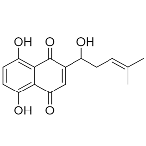 紫草素,5,8-Dihydroxy-2-[(1R)-1-hydroxy-4-methyl-pent-3-enyl]naphthalene-1,4-dione