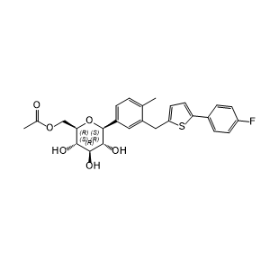 卡格列净杂质03,((2R,3S,4R,5R,6S)-6-(3-((5-(4-fluorophenyl)thiophen-2-yl) methyl)-4-methylphenyl)-3,4,5-trihydroxytetrahydro- 2H-pyran-2-yl)methyl acetate