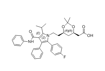 阿托伐他汀钙杂质21,2-((4R,6R)-6-(2-(2-(4-fluorophenyl)-5-isopropyl-3-phenyl- 4-(phenylcarbamoyl)-1H-pyrrol-1-yl)ethyl)-2,2-dimethyl-1,3- dioxan-4-yl)acetic acid