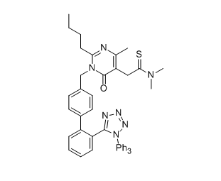 非马沙坦杂质F,2-(2-butyl-4-methyl-6-oxo-1-((2'-(1-trityl-1H-tetrazol-5  -yl)-[1,1'-biphenyl]-4-yl)methyl)-1,6-dihydropyrimidin-5  -yl)-N,N-dimethylethanethioamide