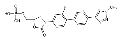 磷酸特地唑胺,[(5R)-3-[3-fluoro-4-[6-(2-methyltetrazol-5-yl)pyridin-3-yl]phenyl]-2-oxo-1,3-oxazolidin-5-yl]methyl dihydrogen phosphate