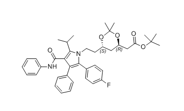 阿托伐他汀钙杂质43,tert-butyl 2-((4R,6S)-6-(2-(2-(4-fluorophenyl)-5-isopropyl-3-phenyl- 4-(phenylcarbamoyl)-1H-pyrrol-1-yl)ethyl)-2,2-dimethyl-1,3-dioxan-4-yl)acetate