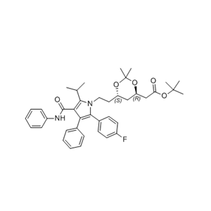 阿托伐他汀钙杂质43,tert-butyl 2-((4R,6S)-6-(2-(2-(4-fluorophenyl)-5-isopropyl-3-phenyl- 4-(phenylcarbamoyl)-1H-pyrrol-1-yl)ethyl)-2,2-dimethyl-1,3-dioxan-4-yl)acetate